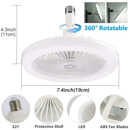 2 in 1 Ceiling Fan Lamps 3 Speeds Adjustable E27 Base Infinitely Dimmable for Living Room Bedroom Study LED Decorative Light
